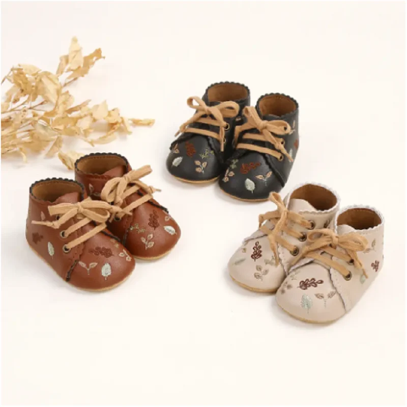 Bébé semelle souple nouveau-né infantile unisexe bébé filles garçons broderie semelle antidérapante chaussures enfant en bas âge confortable hiver chaud Prewalke