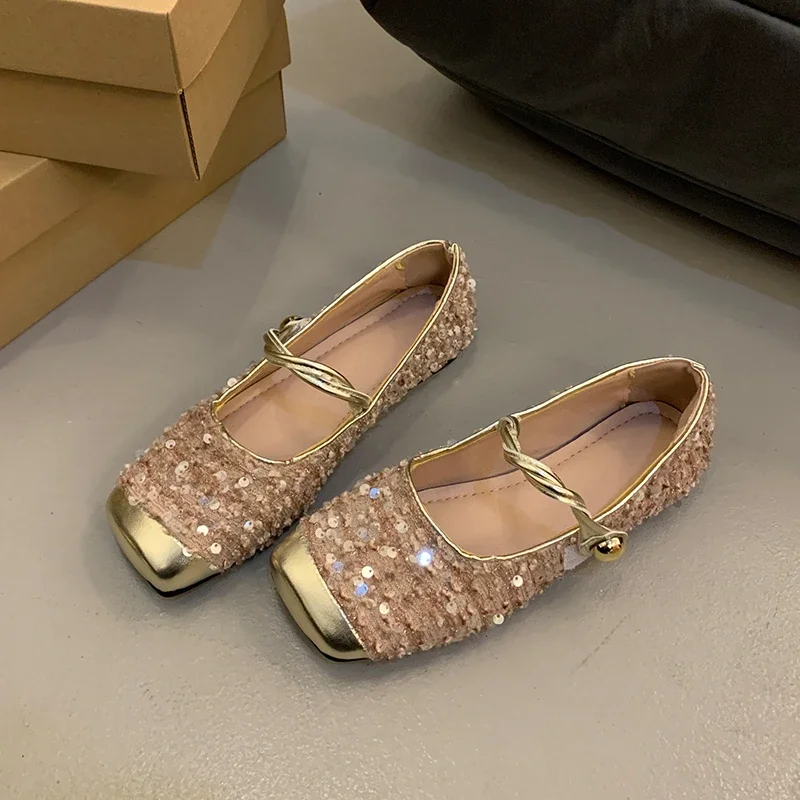 Sequin Silver Shallow Mouth Single Shoes Women  New Korean Version of Casual Fashion Women Soft Flat Mary Jane Shoes Flats