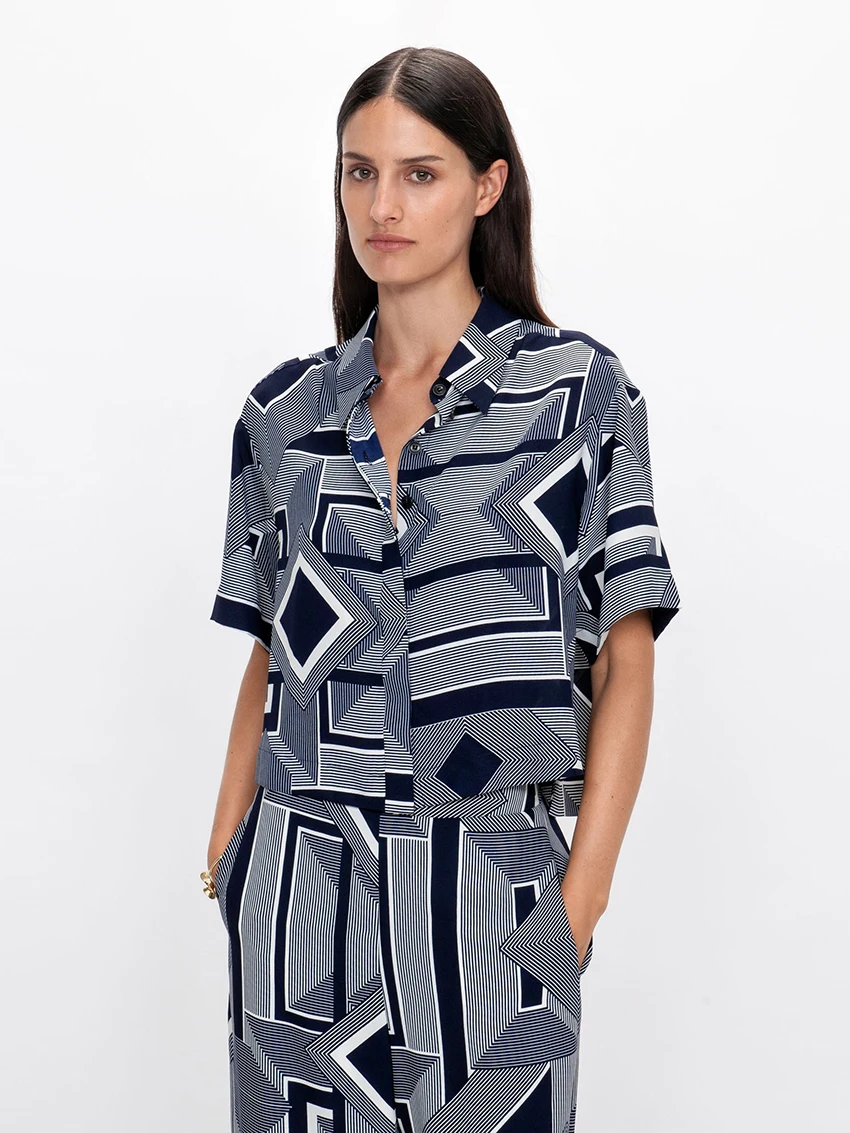 Marthaqiqi Printing Female Pajamas Set Half Sleeve Nightgowns Turn-Down Collar Sleepwear Pants Summer Fashion Women Nightie Suit