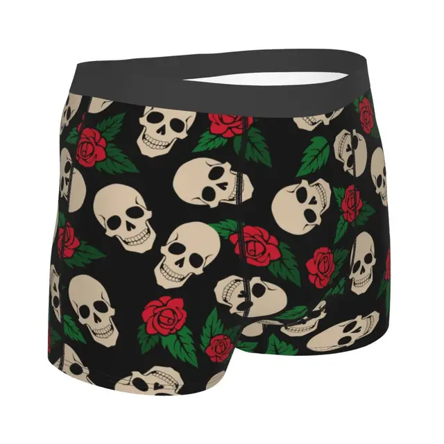 Skull Flowers Underwear Male Sexy Printed Customized Halloween Rose Floral Boxer  Briefs Shorts Panties Breathbale Underpants - AliExpress