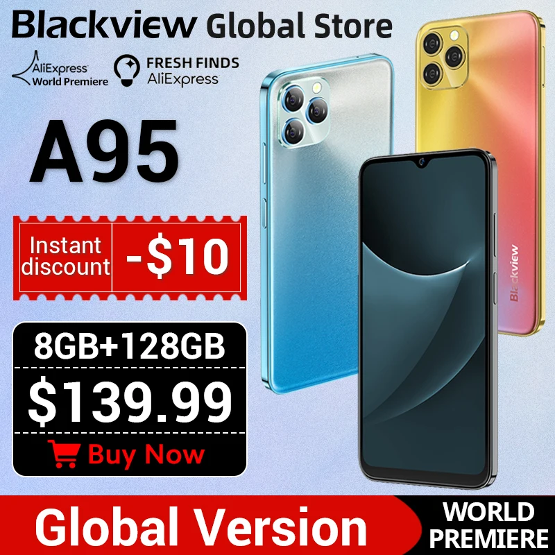 【World Premiere】Global Version Blackview A95 8GB RAM 128GB ROM Smartphone MTK Helio P70 Octa Core 6.5" Display 4380mAh Battery 1