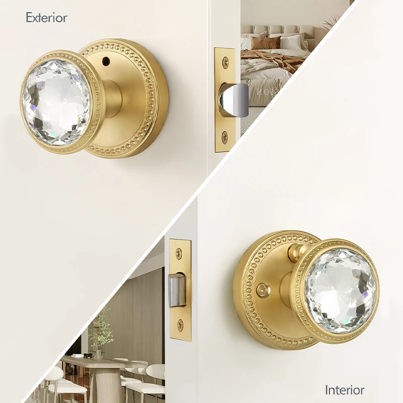 Crystal Door Knob Interior Bathroom Bedroom Bath Room Round Door Knobs Privacy lock,door knobs