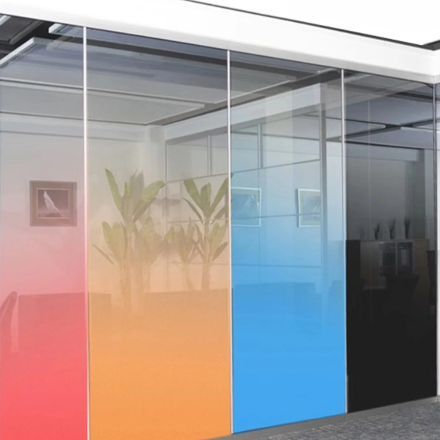 Gradient Solid Color Decorative Semi-Privacy Window Film Glass Sticker Home Office Meeting Room, Static Cling UV Heat Blocking