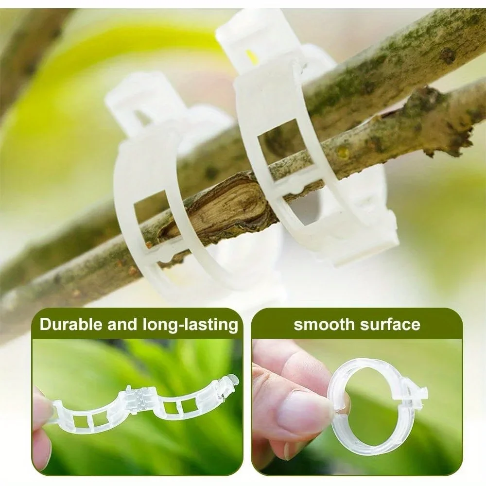 Secured Plastic Plant Clip, Upgrade Plant Support Clips, Garden Clips for Climbing Plants, Plastic Trellis Clips