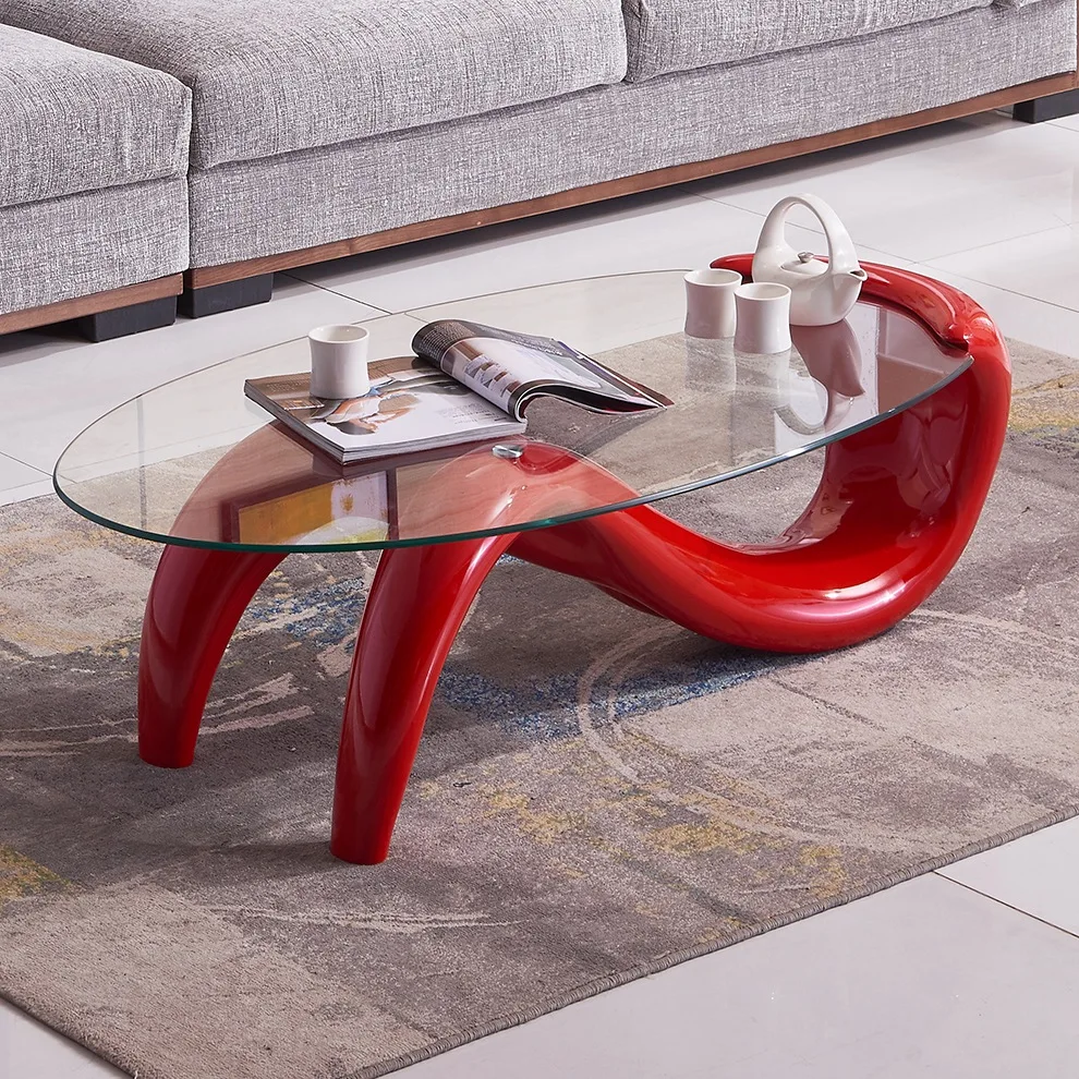 

Журнальный столик из закаленного стекла, Овальный минималистичный Современный модный креативный журнальный столик для гостиной, журнальный столик