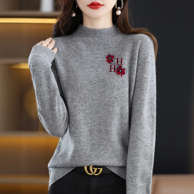 

Warm Sweater Wool Offer Cashmere Women Loose Casual Knitted Round Neck Plush Pullover High Quality Autumn Winter Female Sweater