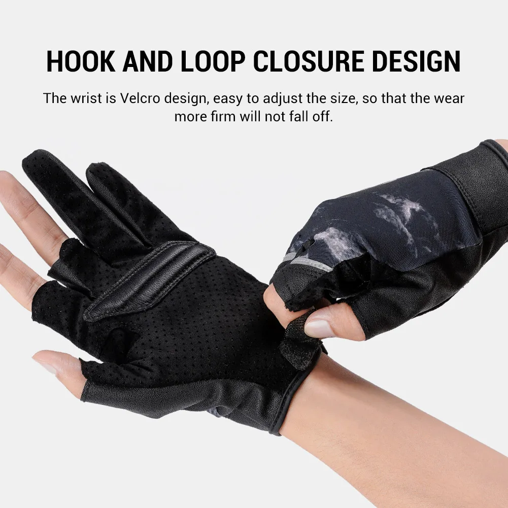 Cycling Gloves Fingerless Gloves Fishing Gloves Noeby 3 Half-Finger Fishing Gloves Anti-Slip Glove UPF50+ Breathable Antiskid for Hiking Biking Kayaking Fishing Tackle Gloves