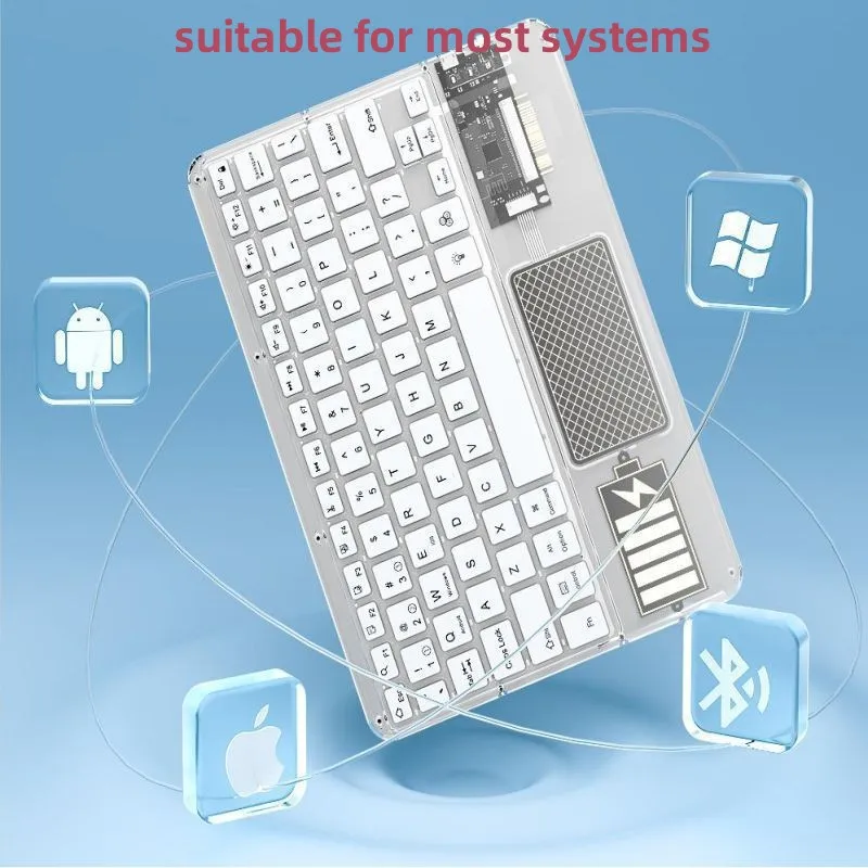 Transparente Teclado Bluetooth Teclado Retroiluminado para Android Ios Windows Tablet sem Fio Russo Espanhol Coreano Ipad 10th - Imagem 6