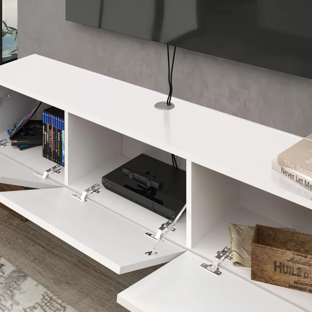 Mobili White Floating TV Stand, TV Stand up to 75 Inch TV, Floating TV Stand Wall Mounted, Floating Entertainment Center 4