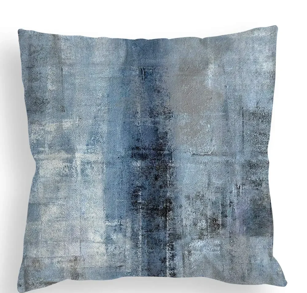 Blue, gray and white three-color linen pillowcase sofa cushion cover home decoration can be customized for you 40x40 50x50 2