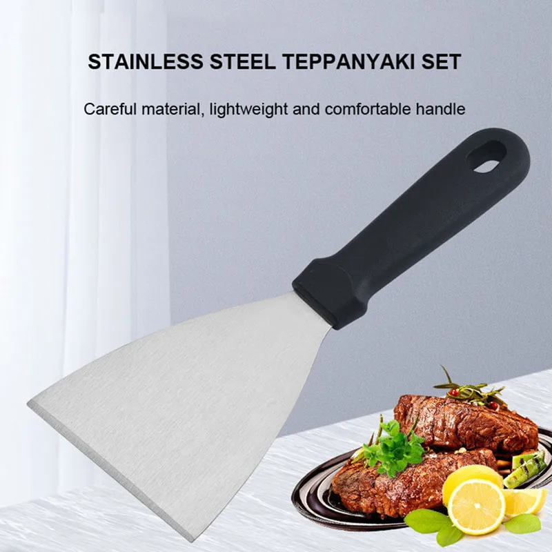 Stainless Steel Metal Griddle Spatula Hamburger Turner Scraper Pancake Flipper Great for BBQ Grill