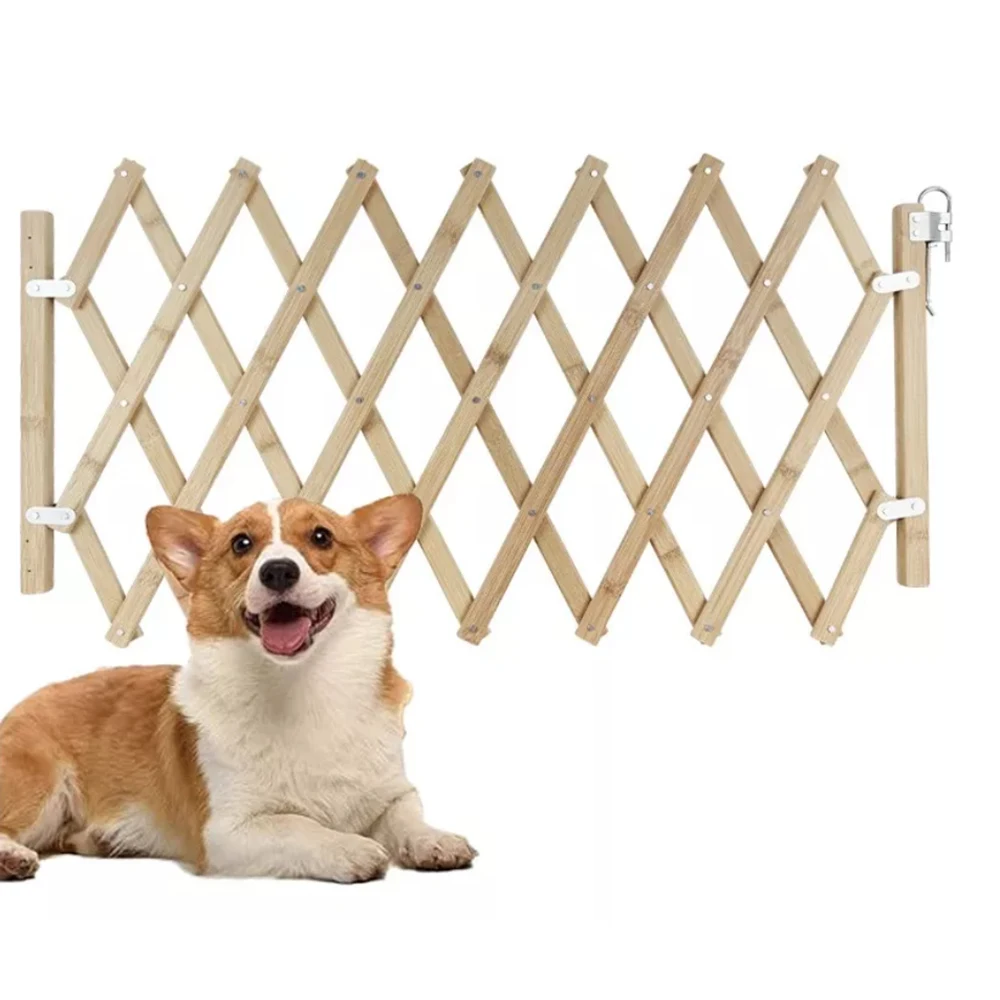 Extendable Accordion Dog Door, Wooden Accordion Extended Dog Door for Doorway Stairs for Pets