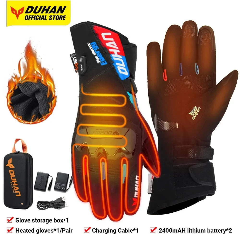 

DUHAN Motorcycle Heating Gloves Battery Powered Moto Guantes Winter Waterproof Riding Gloves Outdoor Keep Warm Guantes Para Moto