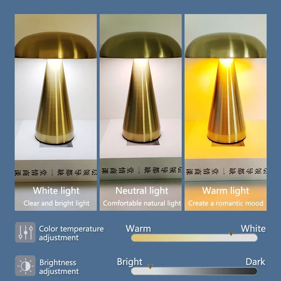 Retro LED Rechargeable Touch Metal Table Lamp Three Colors Bedside Creative Ambient Light Bar Outdoor Decoration Night Light 2