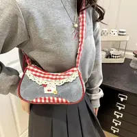 Nouveau mignon sac sous les bras à carreaux Cowboy doux femmes Simple et frais Y2k mode sac à bandoulière décontracté cadeau pour Friengds 4