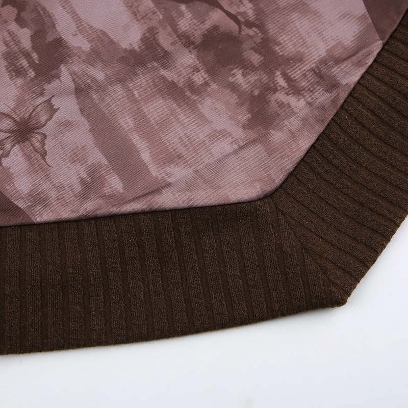 Top de mujer con mangas acampanadas y hombros descubiertos, estilo patchwork, estilo Y2K, estilo grunge, corte entallado, estilo vintage sexy, otoño de los años 2000