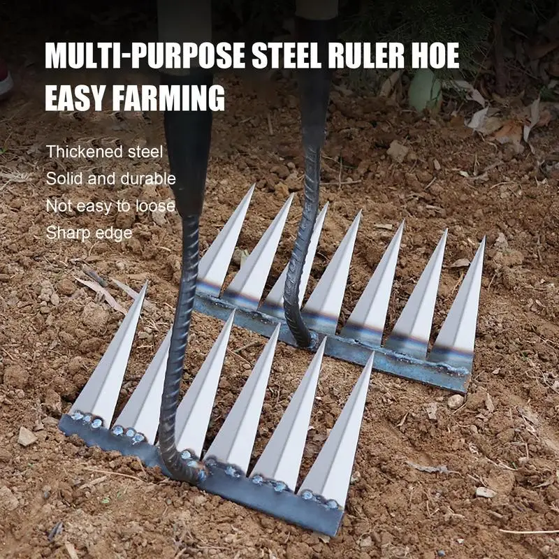 Carbon Steel Garden Hand Rake Tines Rake Dethatching Weeding Acreage Rake Rock Gravel Root Garden Tools 4/5/6/7 Tines 5