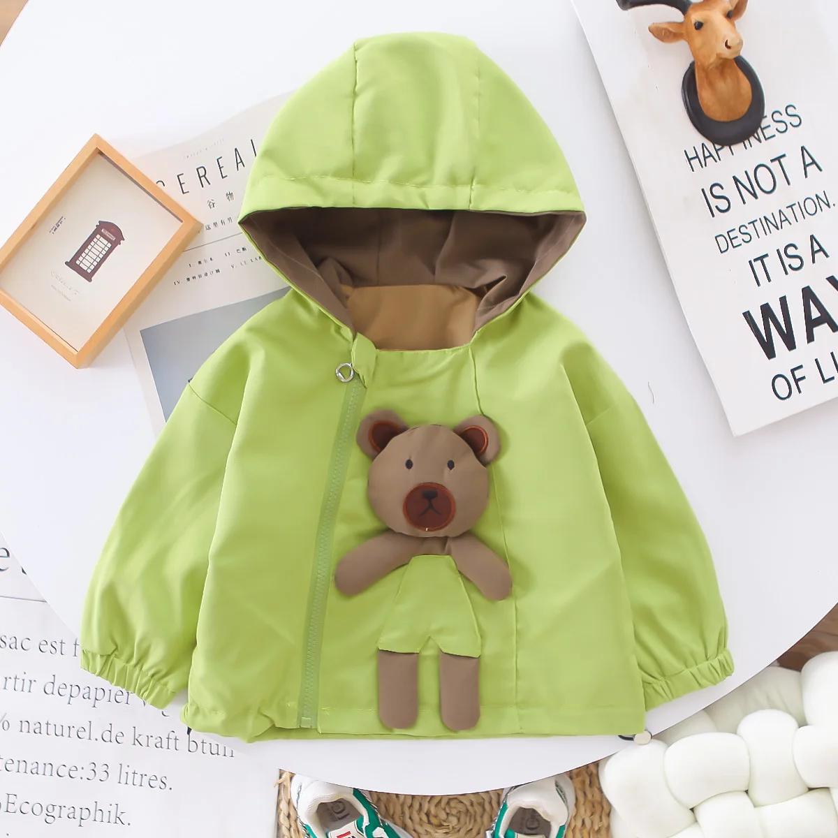 kids Boys three-dimensional bear Jacket hooded long sleeve cartoon solid children boys coat autumn toddler boys outerwears