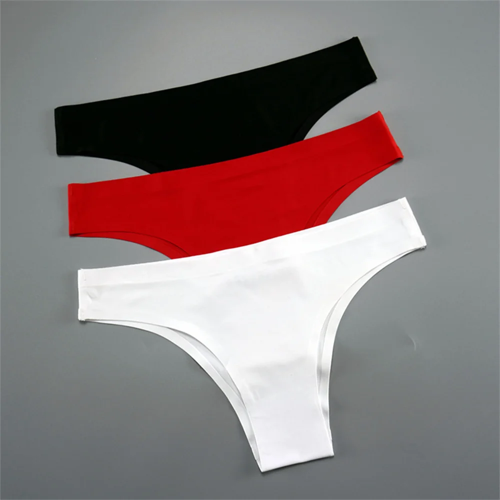 Women Elastane Cotton Solid G-string Thong Panty Pack of 3 Multicolor Free-Size