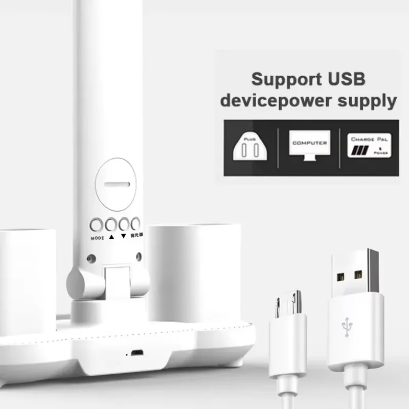 Rotating Foldable 180 Rechargeable LED Clock Dimmable Desk Lamp Desktop Reading Night Light Eye Protection USB desk lamp