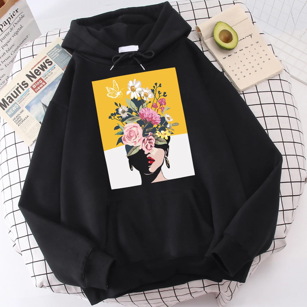 

Flower Girls Attracting Butterflieshoodies For Men Novelty Warm Sweatshirt Harajuku Fleece Clothes Sport Fashionhoodie Male
