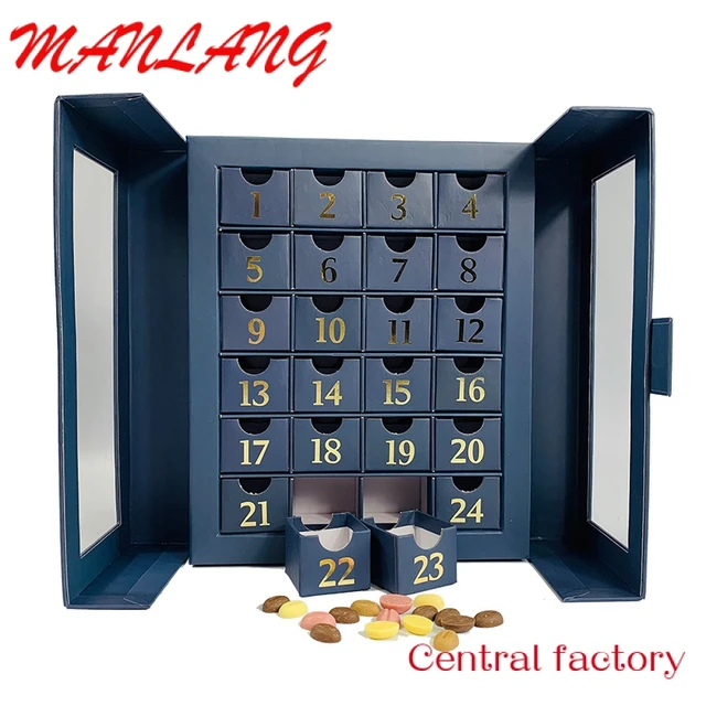 Dark Blue Advent Calendar With 30 Drawer Fashion Printed Ramadan