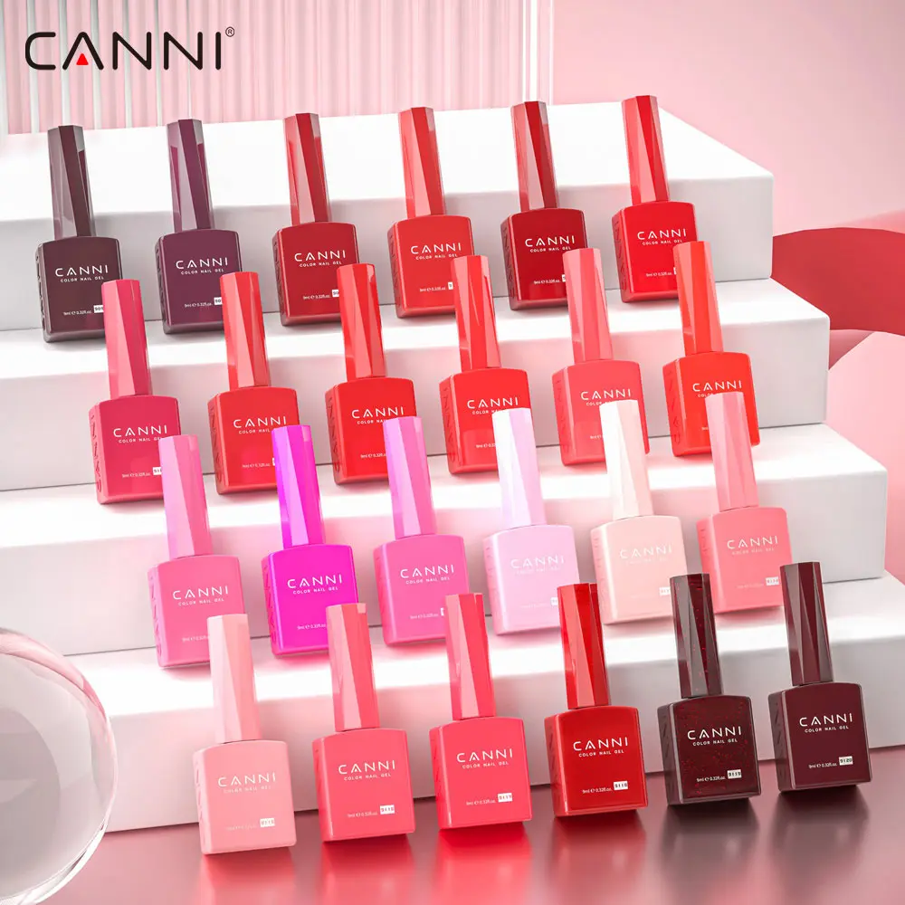 CANNI Gel Nail Polish VIP Gorgeous Christmas Red Color Winter Nails Full Coverage HEMA FREE Soak Off UV LED Semi Permanent Gel 3