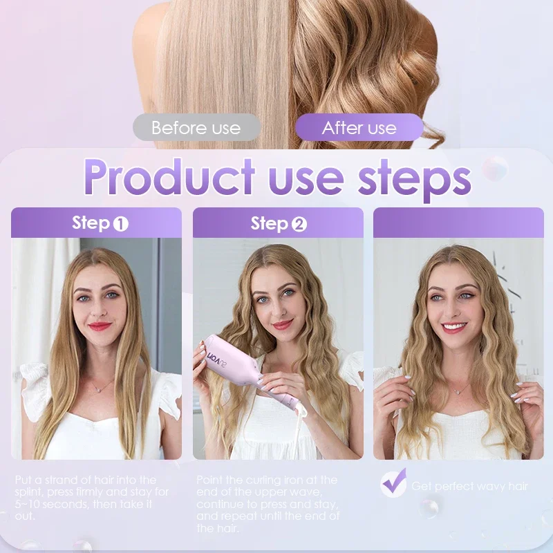 NOVUS 32mm Waver Curling Iron Anti-Scald 6000W Negative Ion Egg Rolls Head Styler 30s Fast Heating 30 Min Auto-off Styling Tools