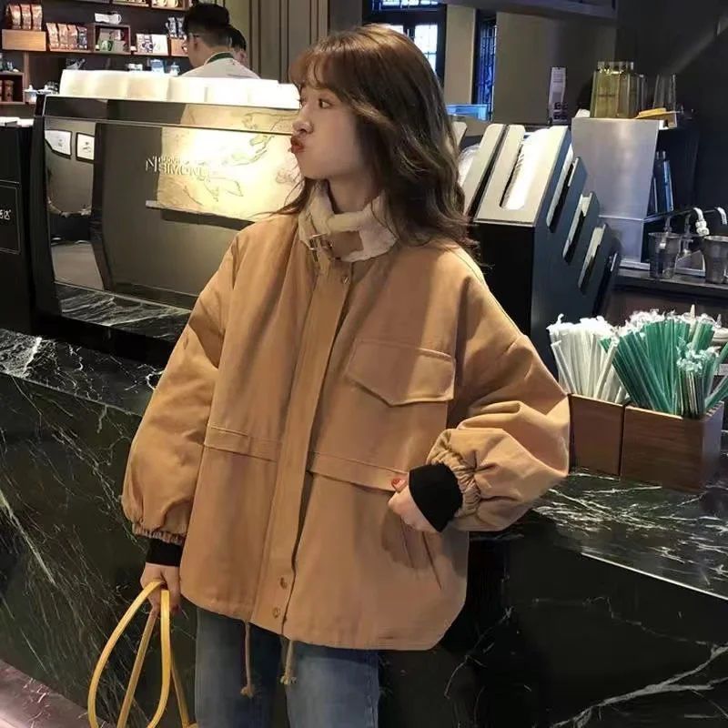 Lamb Wool Jacket For Women In Autumn And Winter Plush And Thickened 2024 New Korean Loose And Versatile Cotton Jacket Commuting