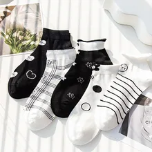 

ruffle heart stripe cute socks kawaii calcetines women mujer harajuku chaussette femme korean style white fashion sock japanese