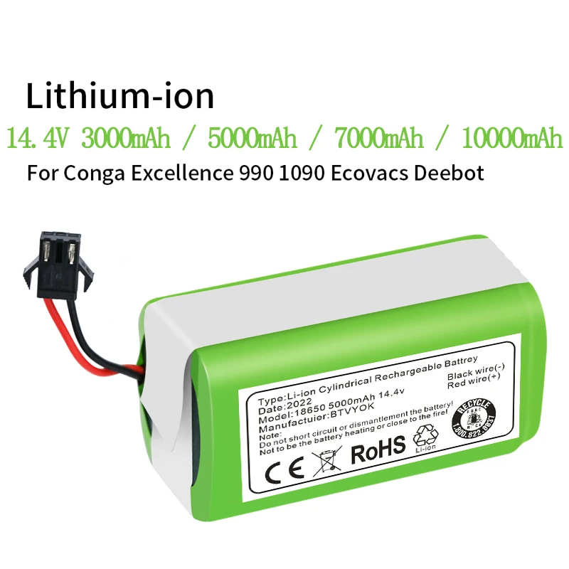 

New 14.4V 5000mAh Li-ion battery for Conga Excellence 990 1090 Ecovacs Deebot N79 N79S DN622 Eufy RoboVac 11 11S RoboVac 30