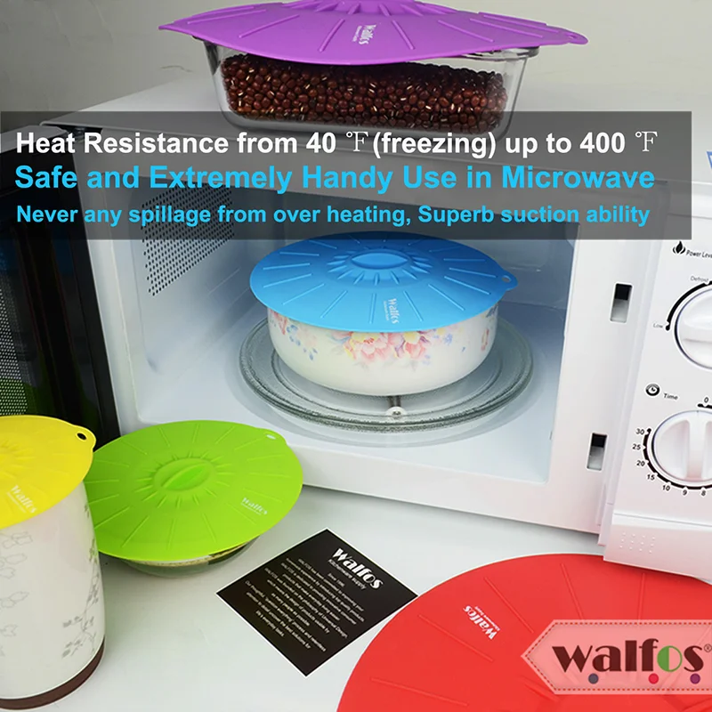 Food Cover Kitchen Utensils Kitchen Supplies Fresh Keeping Cover Microwave Cover Preservation Cover Bowl Cover WALFOS Universal Silicone Suction Lid Easy Vacuum Seal Stretch Sealer Bowl Can Pan Pot Caps Cover Kitchen Cookware Accessories