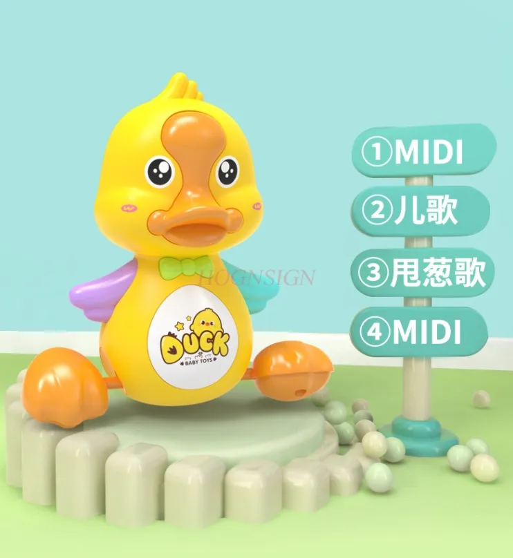 Baby Duck Toy 1-2 Years Old Light Music Girl Puzzle Preschool Children's Voice Controlled Electric Walking Yellow Duck 3