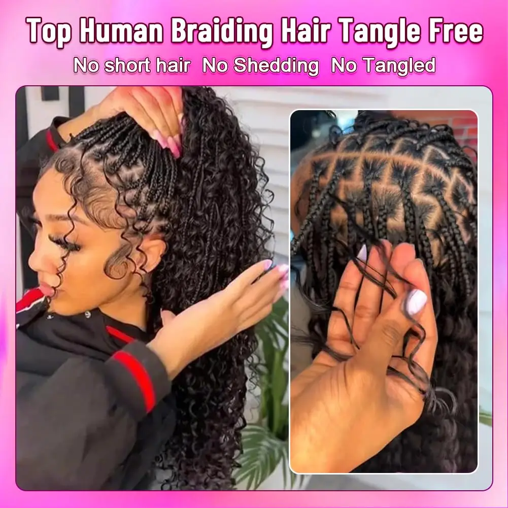 1 3 4 Bundles 16 Inch Brazilian Virgin Deep Wave Bulk Human Hair for Boho Braids 100G 12A Quality Braiding Hair Extensions 5