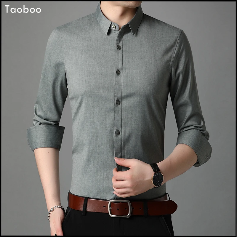 thumbnail image 1 of Taoboo 2022 Primavera Otoño Nueva Llegada Camisa de Hombre Casual de Alta Calidad Slim Fit Tops de Negocios de Color Puro Ropa Clásica de Hombre, 1 of 5