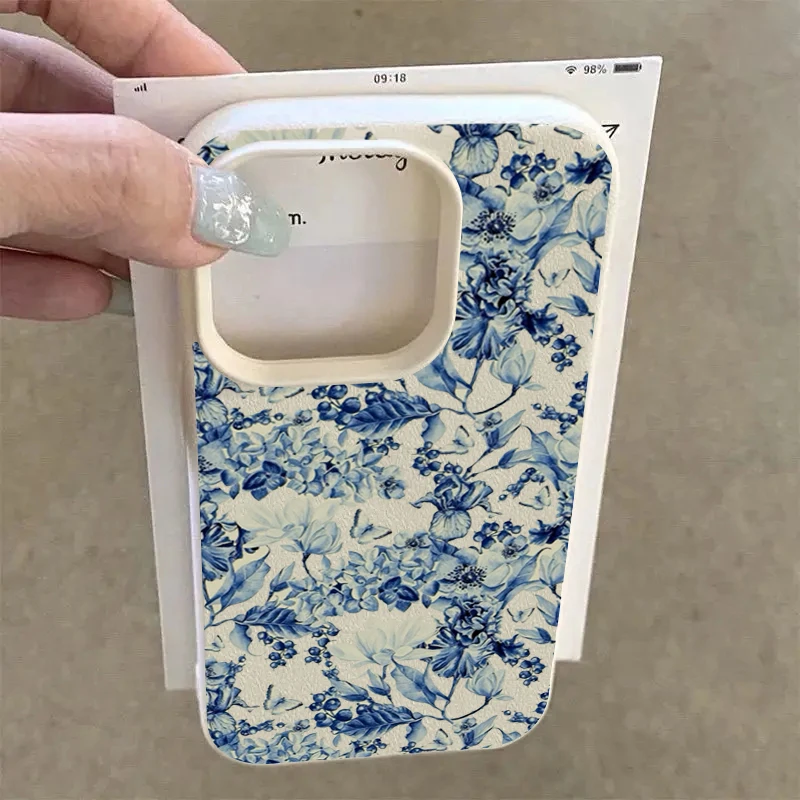 Blue And White Porcelain Flower Design Phone Case For iPhone 17 Pro 16 15 14 Plus 13 12 11 Pro Max 16E 17Air X XR XS Max Cover 4
