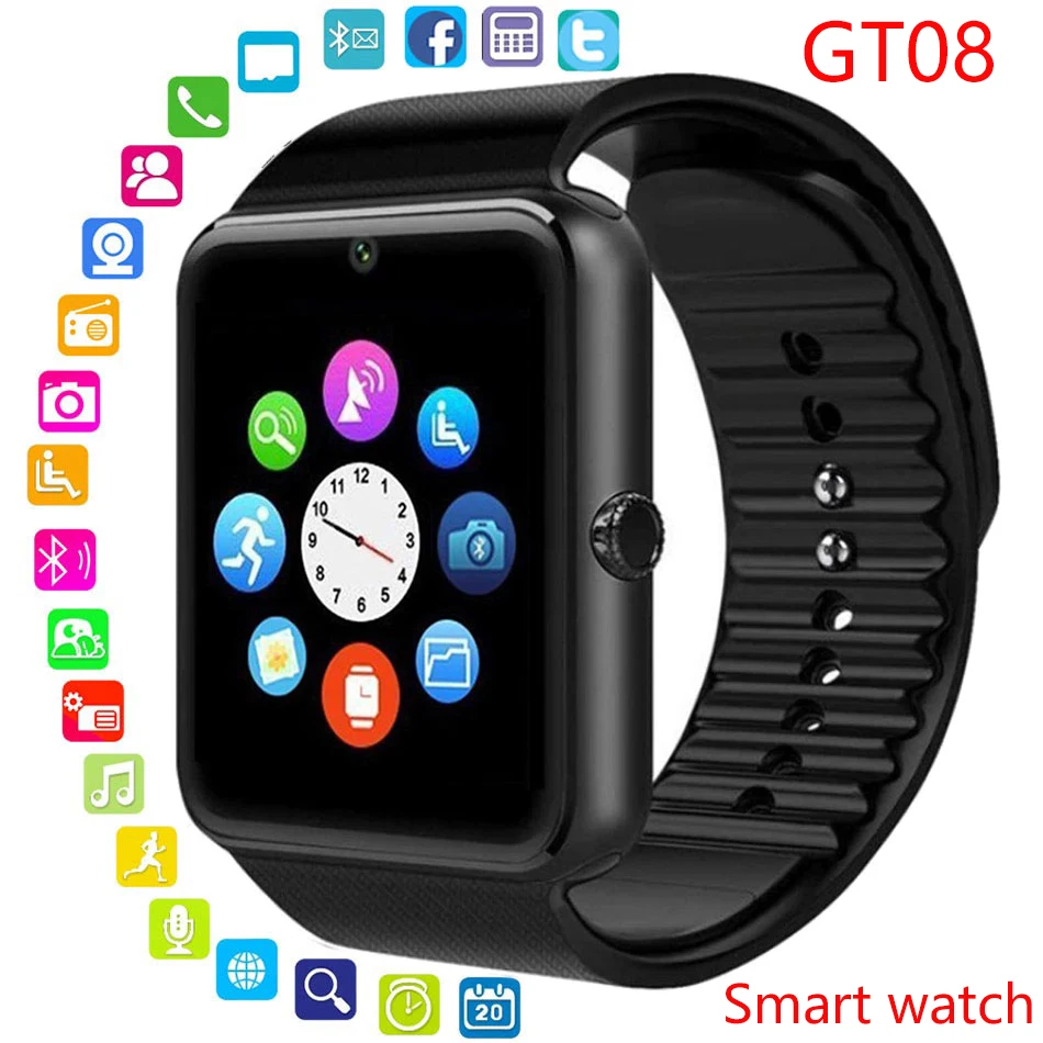 

GT08 Smart Watch With Camera SIM TF Card Wristwatch Smart Electronics Smartwatch For Xiaomi Huawei Android PK X7 i8Pro T500 DZ09