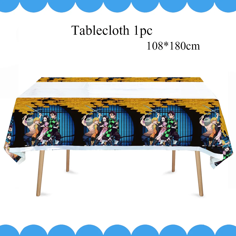 Kimetsu No Yaiba Party Supplies Napkins Tablecloth Plates Balloons Anime Demon Slayer Baby Shower Boys Birthday Party Decoration