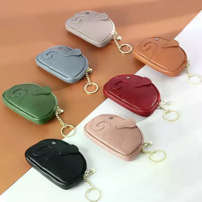 Portamonete in Pelle PU a Forma di Elefantino, Ciondolo per Borsa da Donna, Porta Carte Creativo, Porta Rossetto, Bustina con Cerniera per Contanti - immagine 2