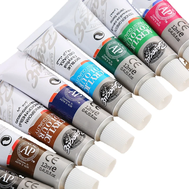 Ensemble de pigments de peinture acrylique pour artistes, peintures acryliques pour documents, artisanat mural en pierre céramique, 12 couleurs/ensemble