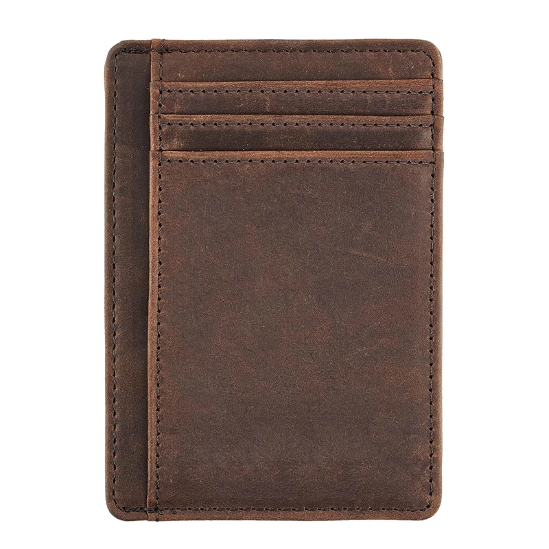 Genuine Leather RFID Blocking Retro Thin Card Holder wallet, Crazy Horse Leather Minimalist Slim Front Pocket wallets wallet card holder,leather wallet,credit card wallet,credit card holder,card holder,card wallet,document card wallet,wallet card bag