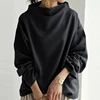 Autumn Simple Women's Long Sleeved Commuting Top New 2024 Streetwear Loose Blouses Casual Half High Collar Solid Color Pullover 4