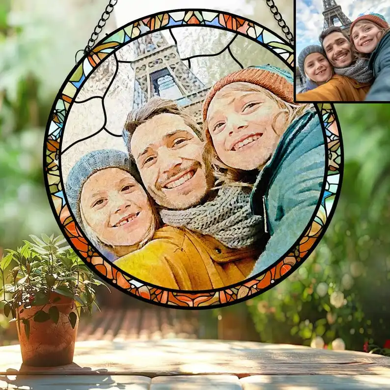 Potrait Ornament,Potrait From Photo,Photo Suncatcher Staine Glass,Stain Glass Gift,Unique Personalized Gift
