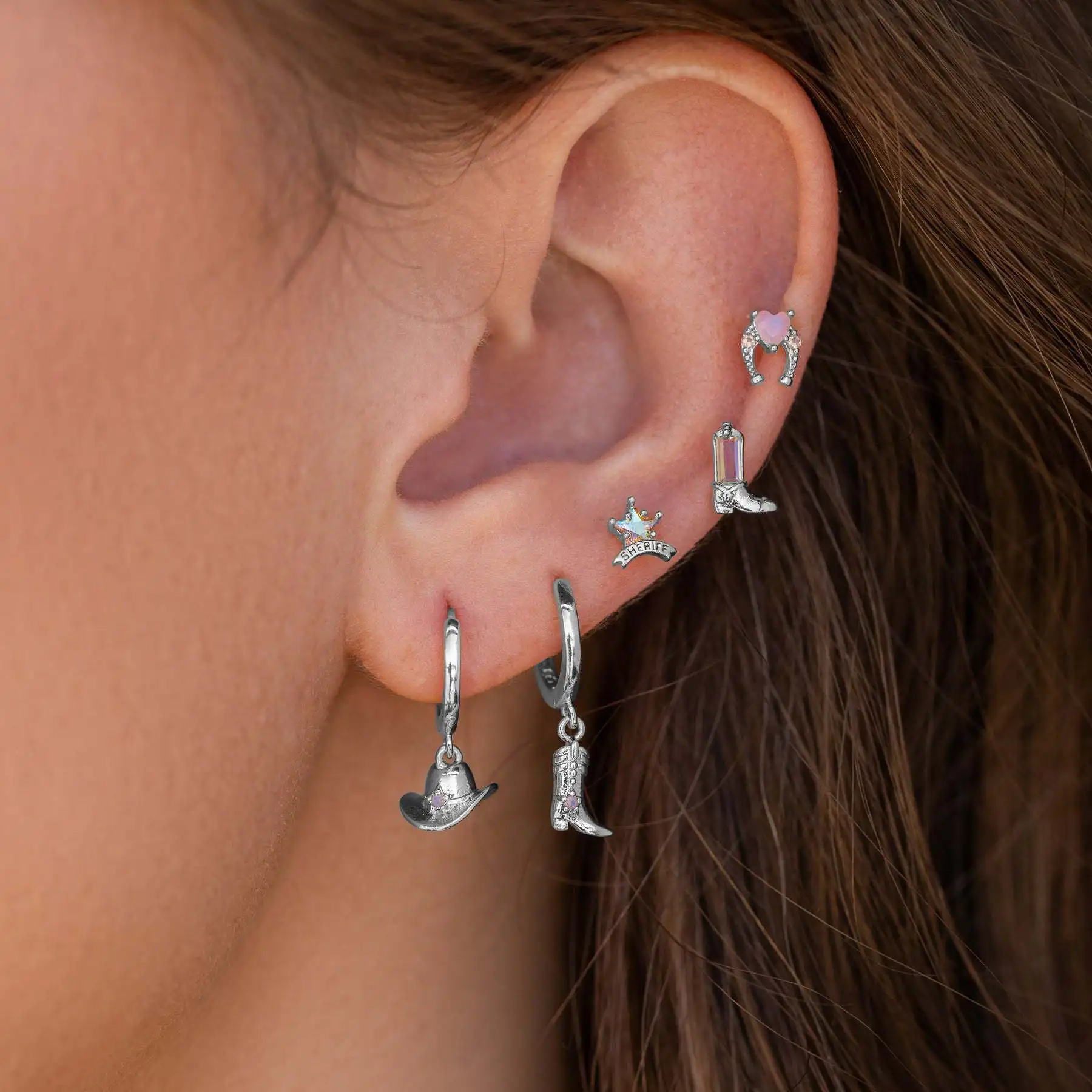 YEEVAA WILD WEST Cowboy Hat and Boots Hoop Earrings Women's Piercing Hypoallergenic Dangle Earrings Jewelry Christmas Gift 3
