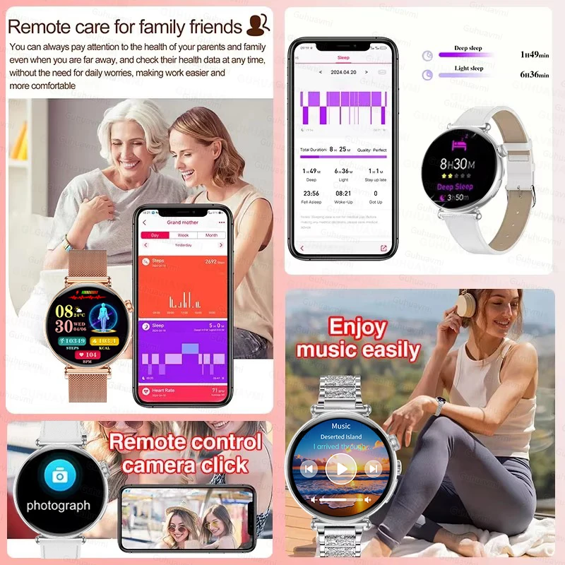 Mulheres smartwatch 1.32 polegada tela amoled chamada ecg esporte relógio de pressão arterial micro exame físico ai dial feminino relógio inteligente 2