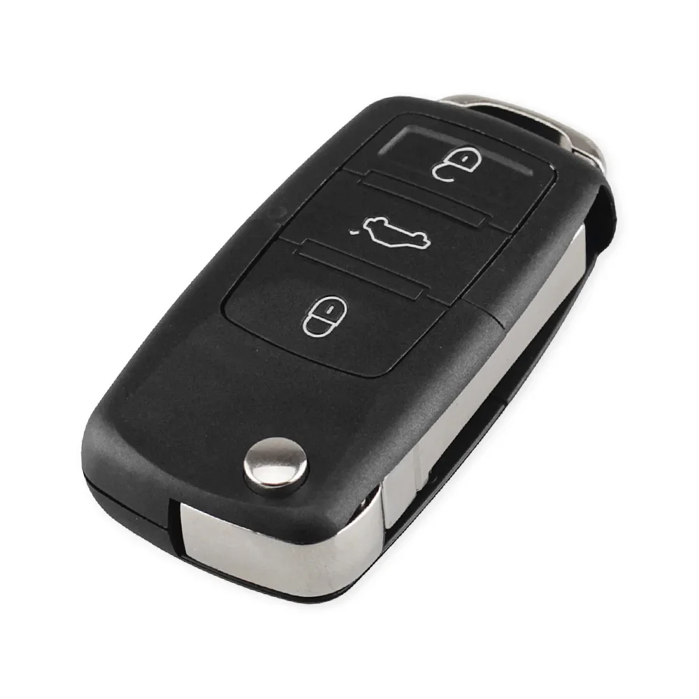 DANDKEY 3 Buttons Flip Car Remote Key Shell For VW Volkswagen Golf Mk6 Tiguan Polo Passat CC SEAT Skoda Octavia Blank Case key case car key shell