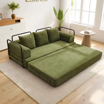 Korser Convertible Sofa Bed with Pillows Modular Floor Sofa with Fixed-Shape Frame Chenille Removable Folding Mattress Couch