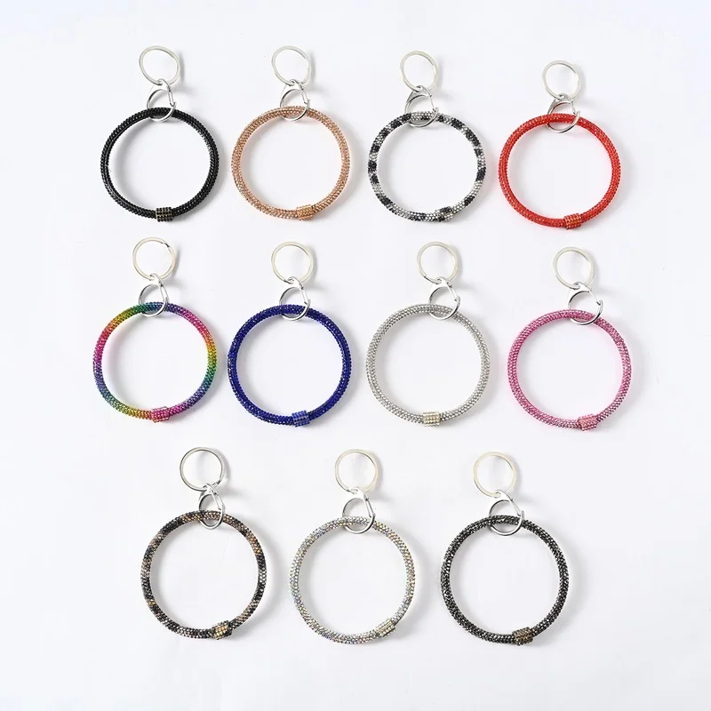 Key Chains Key Ring Accessories Colorful Rhinestone Bracelet Key Ring Unisex Charm Bangle Keychain
