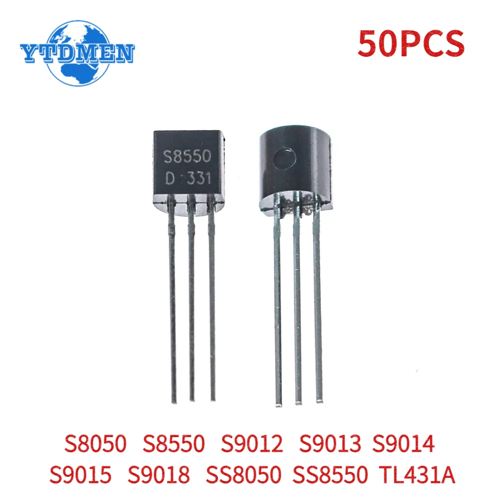 Комплект транзисторов TO-92 S8050 S8550 S9012 S9013 S9014 S9015 S9018 SS8050 SS8550 TL431A, 50 шт.