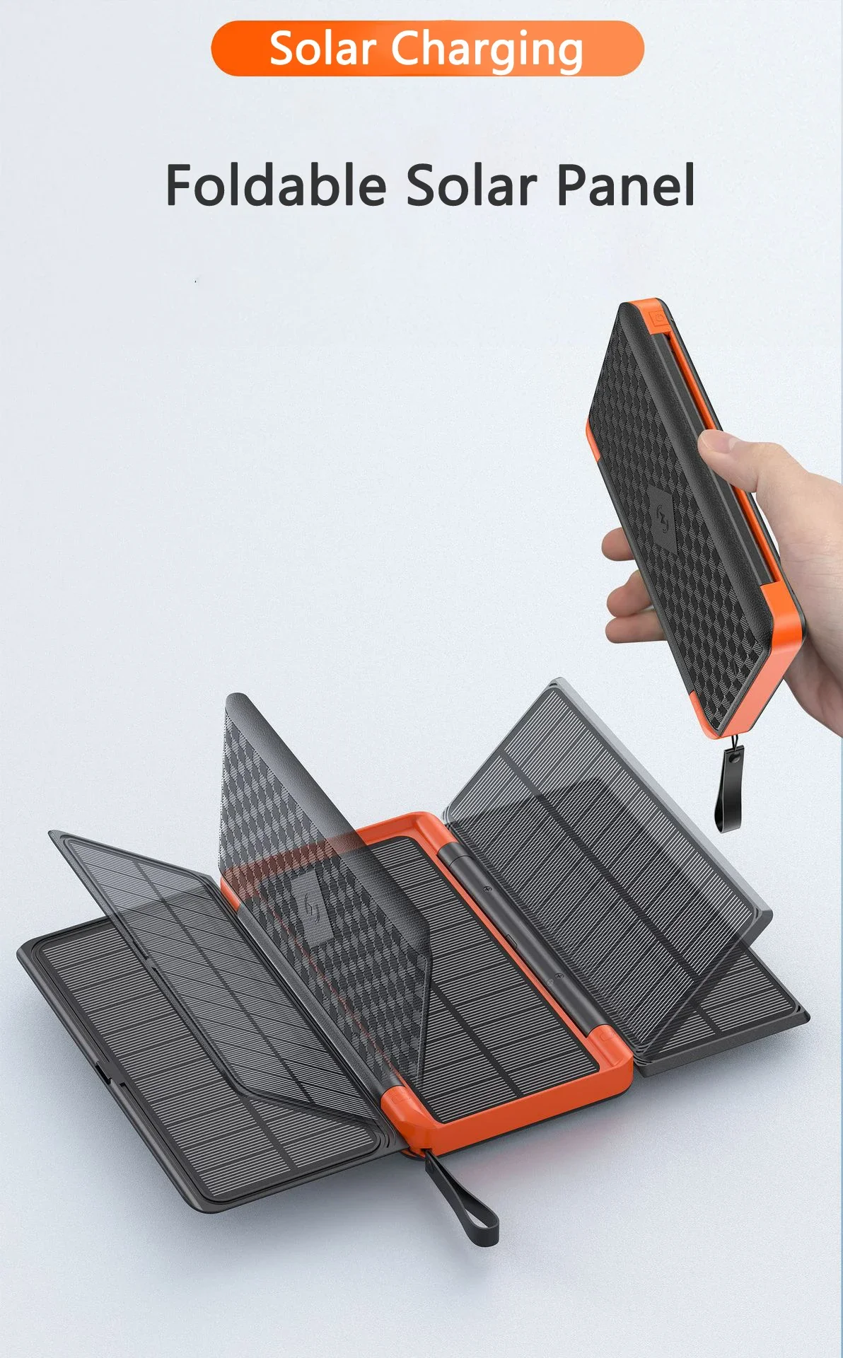 Solar Power Bank With 3 Panels 20000mah Portable Wireless Charger_voghion.com
